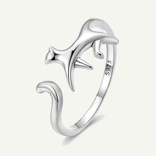 Anillo Plata S925 Gatito Caminando