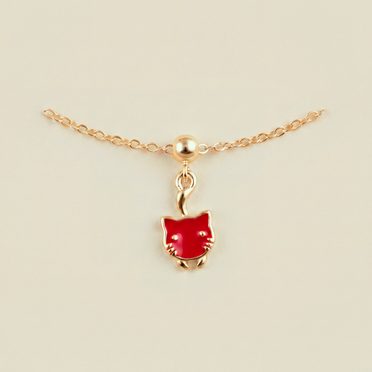 Charm S925 Gato Rojo Dorado