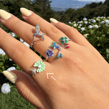 Anillo Plata S925 Margarita y Abeja