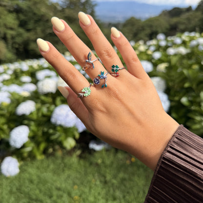 Anillo Plata S925 Margarita y Abeja