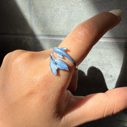 Anillo Plata S925 Ballena Azul Mármol