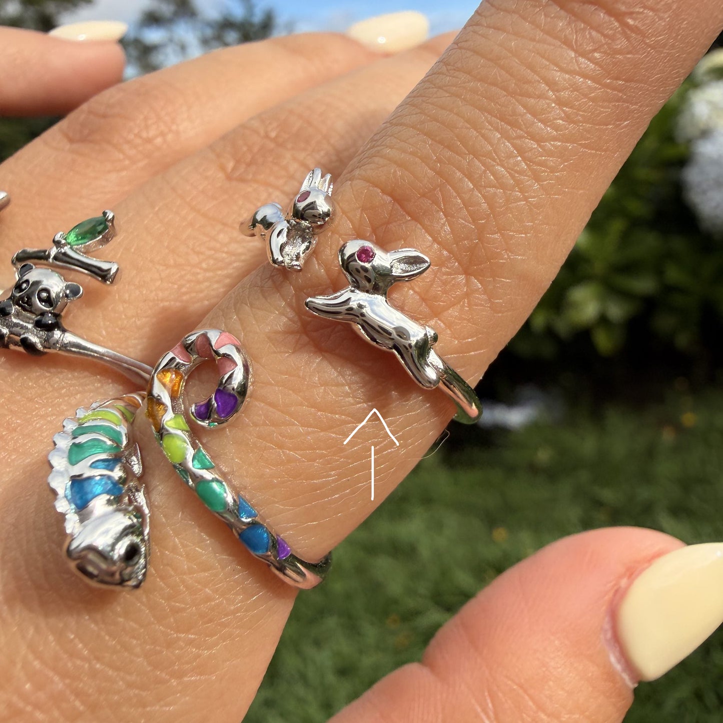 Anillo Plata S925 Conejitos Saltarines