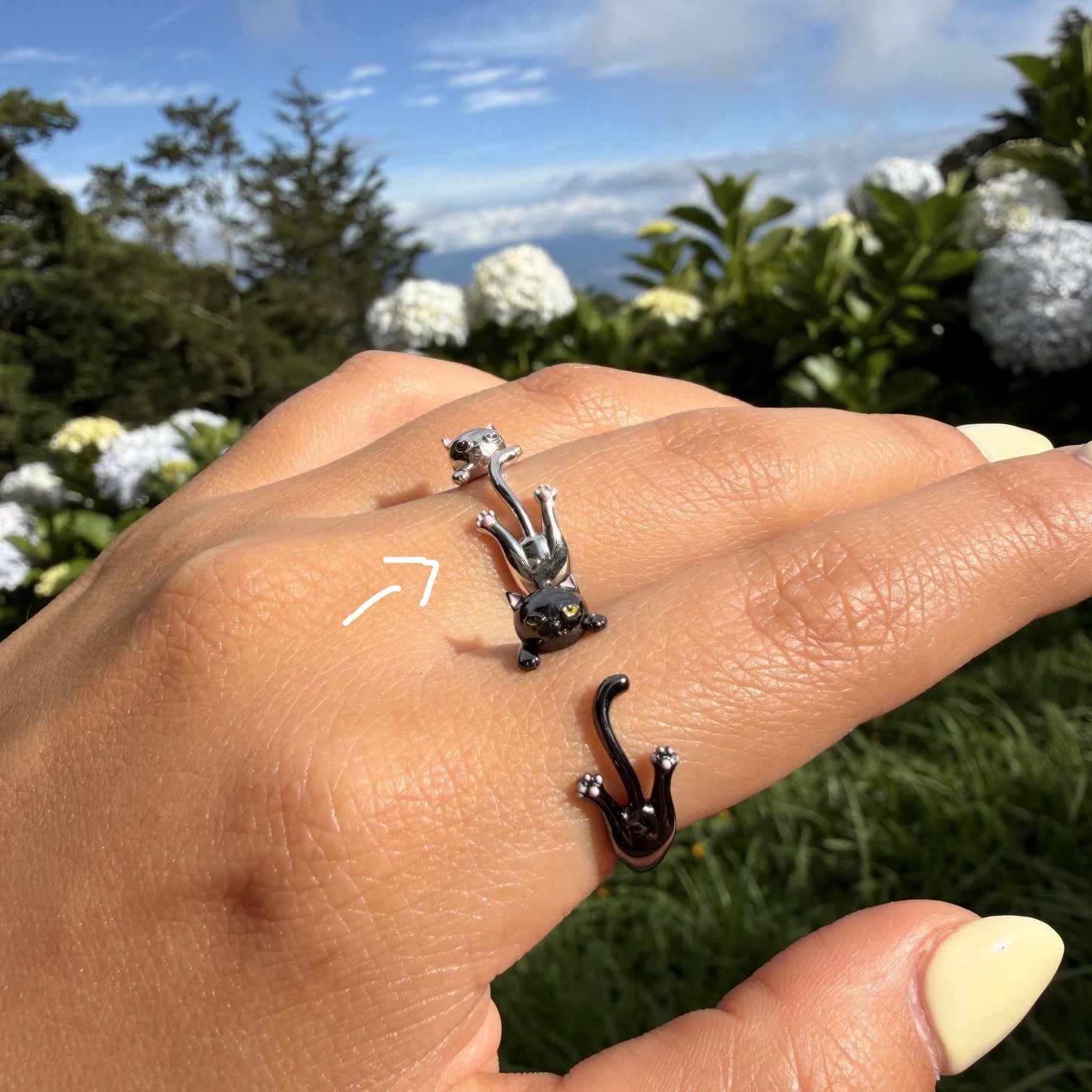 Anillo Plata S925 Gatito Acostado