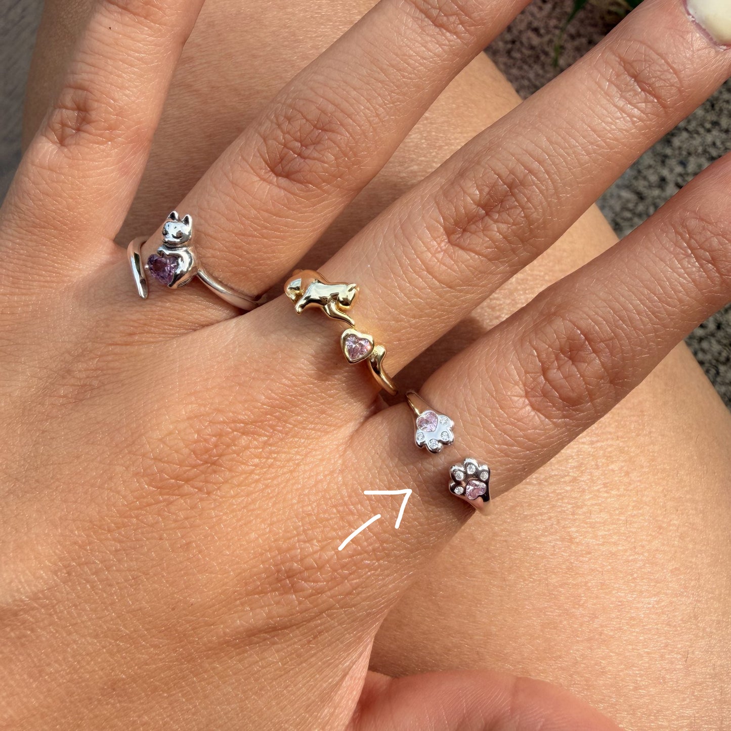 Anillo Plata S925 Patitas Cuarzo Rosa