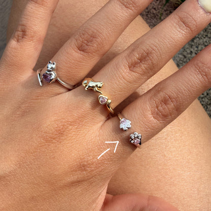 Anillo Plata S925 Patitas Cuarzo Rosa