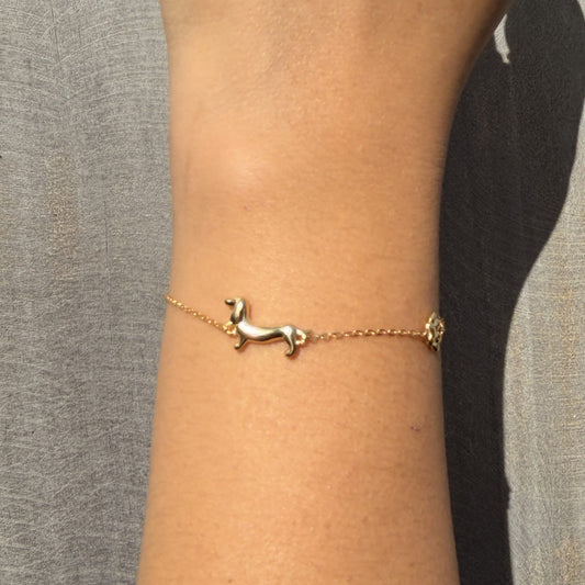 Pulsera Dorado Plata S925 Salchicha y Pata