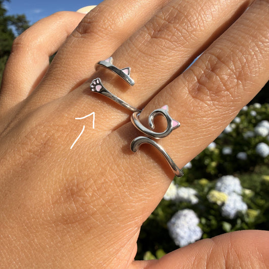Anillo Plata S925 Orejitas y Pata Rosa