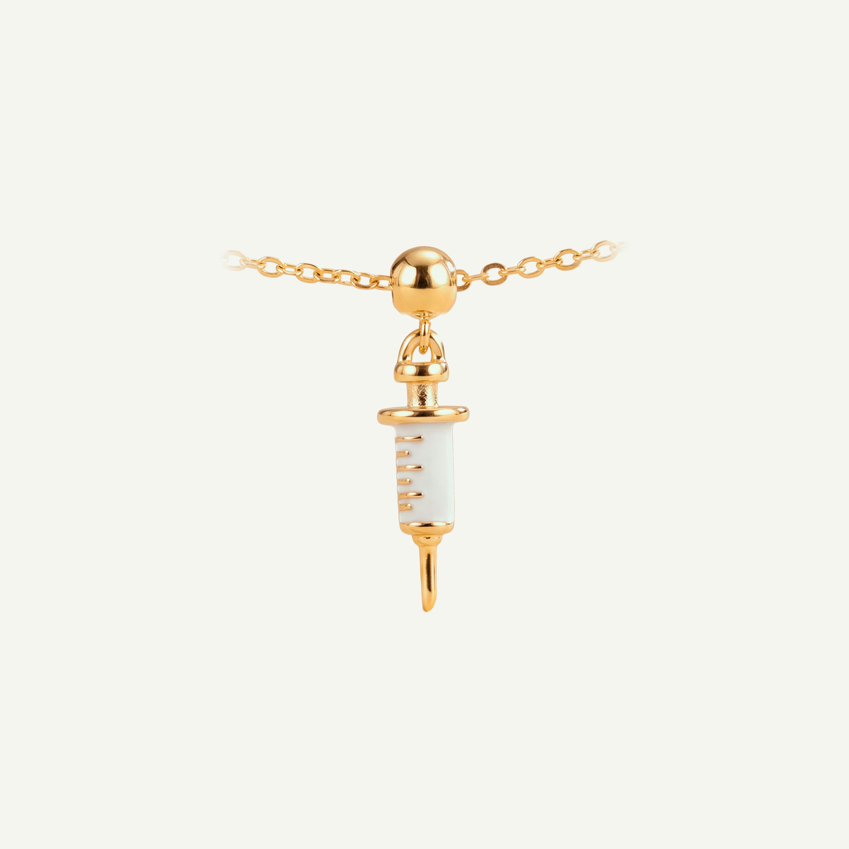 Charm S925 Jeringa Médica Dorado