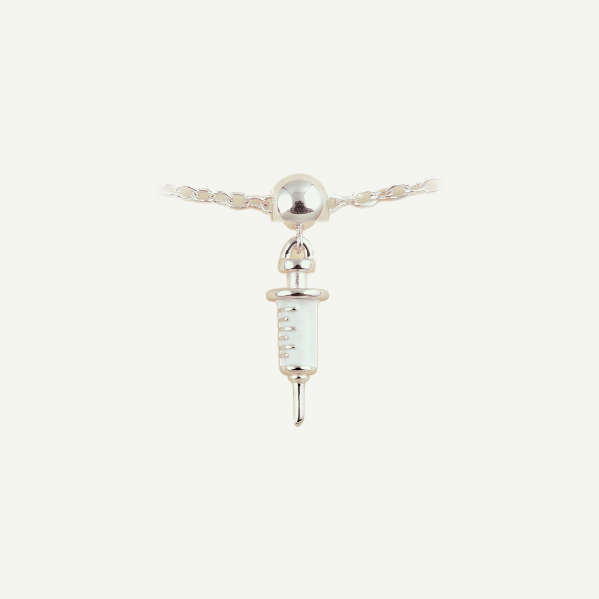 Charm S925 Jeringa Médica Plateado