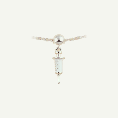 Charm S925 Jeringa Médica Plateado