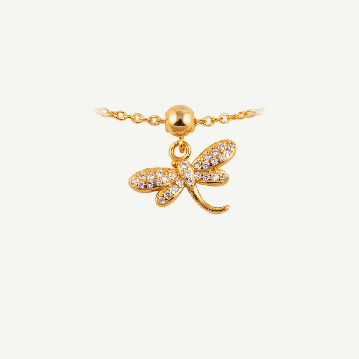 Charm S925 Libélula Pavé Dorado