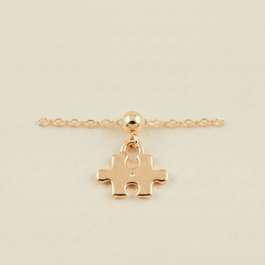 Charm S925 Pieza de Rompecabezas Dorado