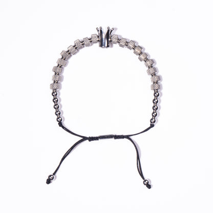 Hombre Pulsera Corona Plateada