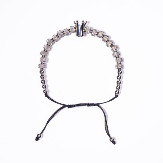 Hombre Pulsera Corona Plateada