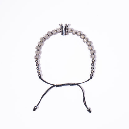 Hombre Pulsera Corona Plateada