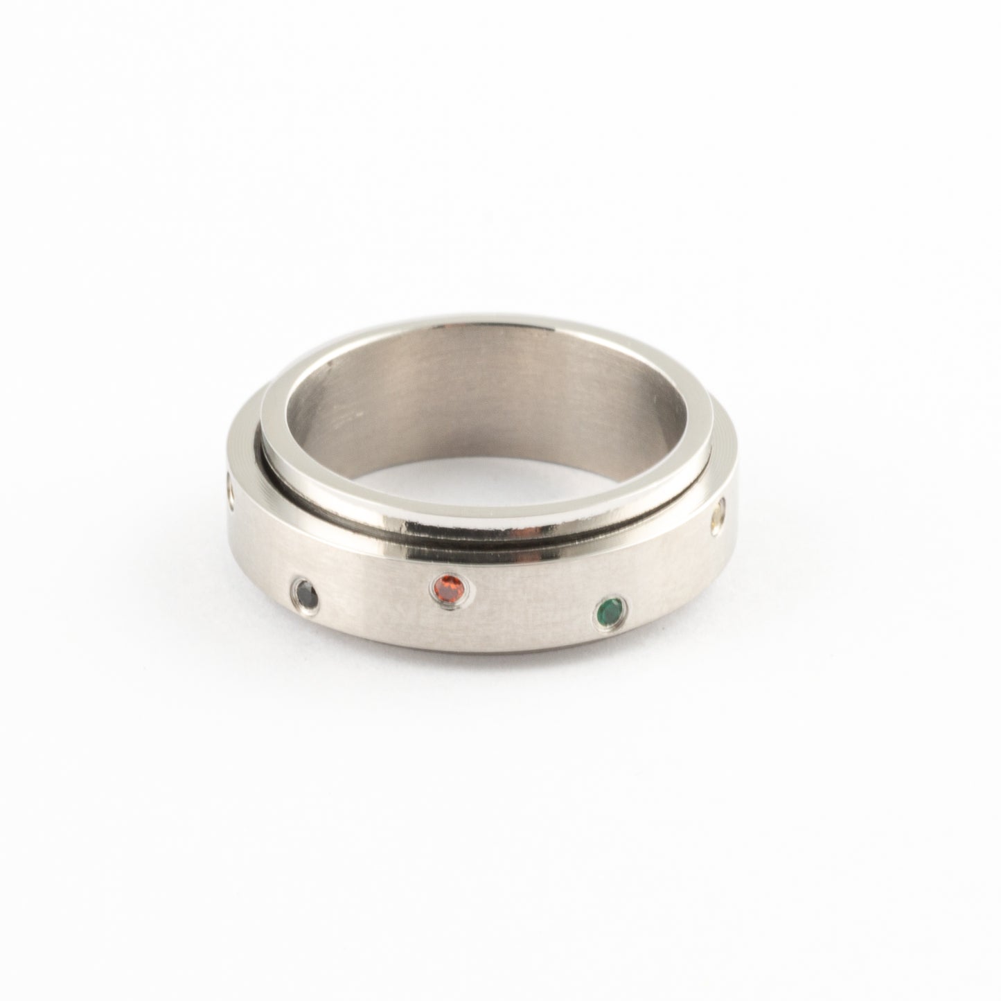 Anillo Anti-Estrés Deslizante Color Dots Plateado