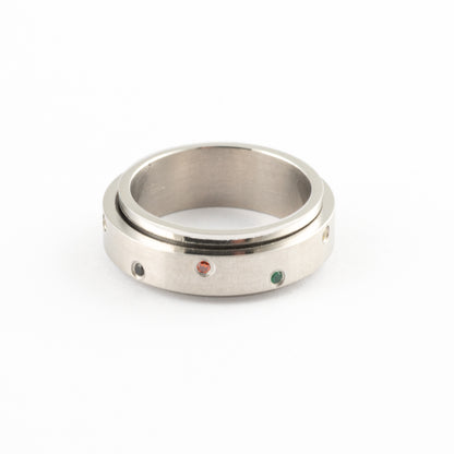 Anillo Anti-Estrés Deslizante Color Dots Plateado