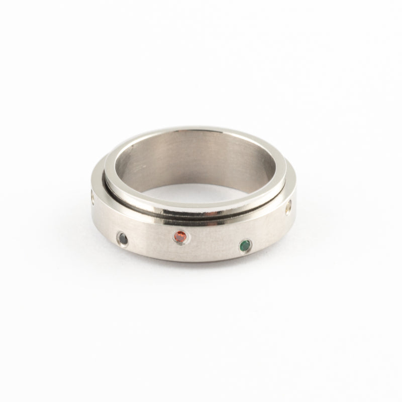 Anillo Anti-Estrés Deslizante Color Dots Plateado