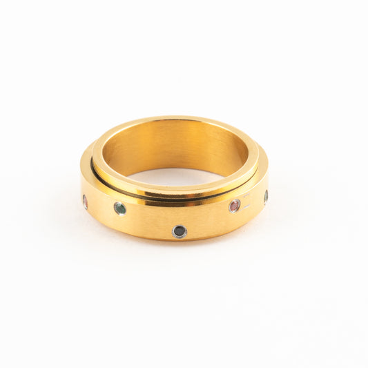 Anillo Anti-Estrés Deslizante Color Dots Dorado