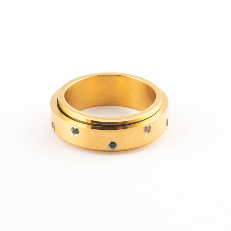 Anillo Anti-Estrés Deslizante Color Dots Dorado