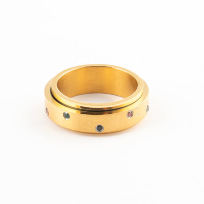 Anillo Anti-Estrés Deslizante Color Dots Dorado