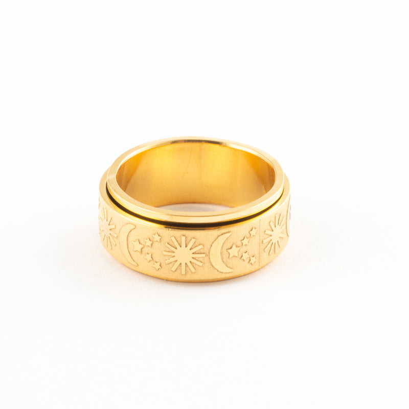 Anillo Anti-Estrés Deslizante Noche Dorado