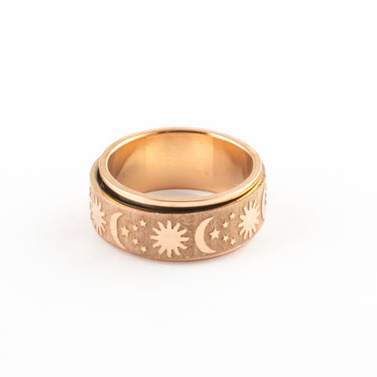 Anillo Anti-Estrés Deslizante Noche Oro Rosa