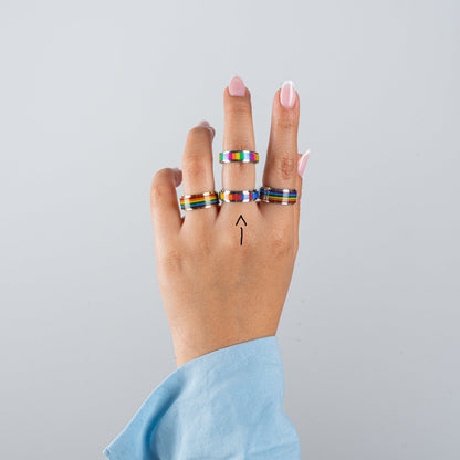 Anillo Deslizante Multicolor Plateado