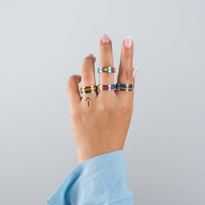 Anillo Deslizante Arcoiris Dorado