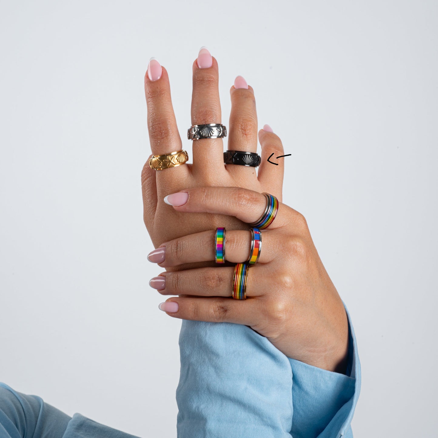 Anillo Anti-Estrés Deslizante Conchas Negro
