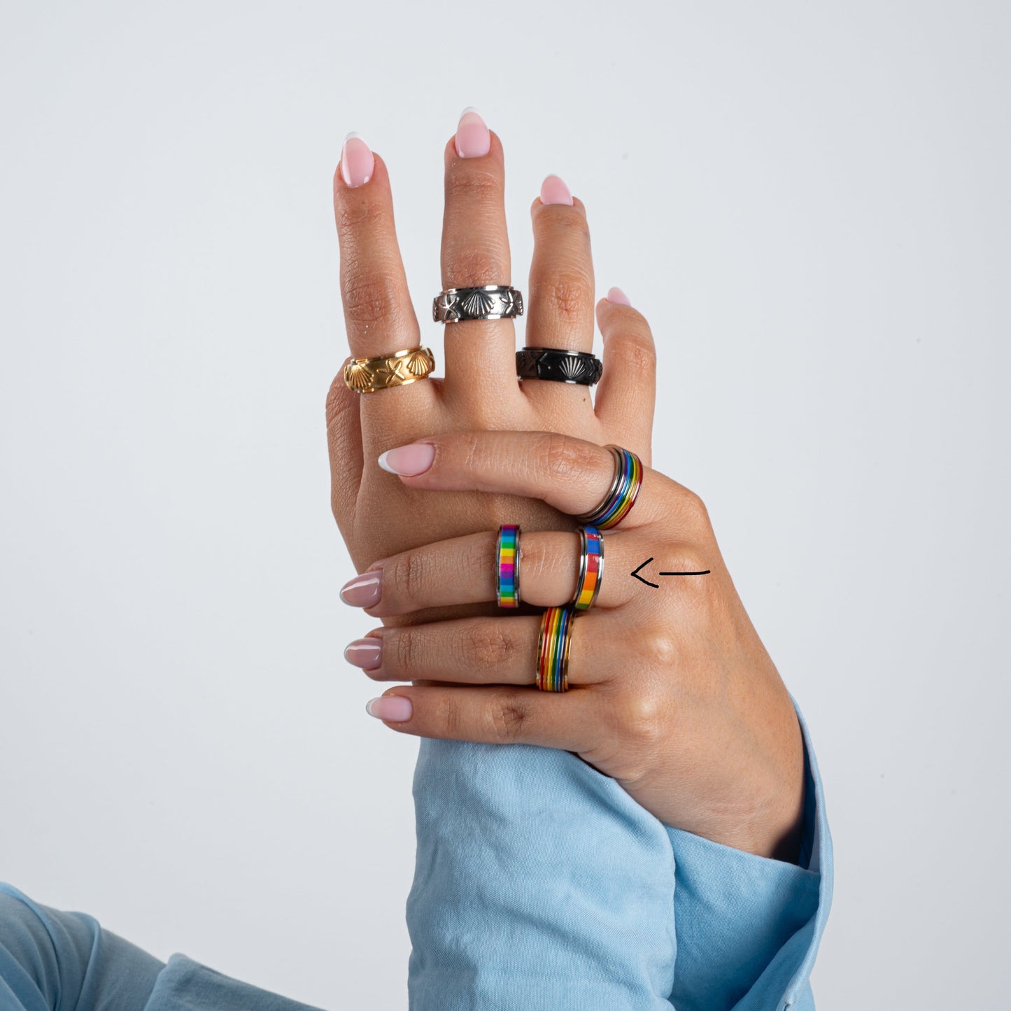 Anillo Deslizante Multicolor Plateado
