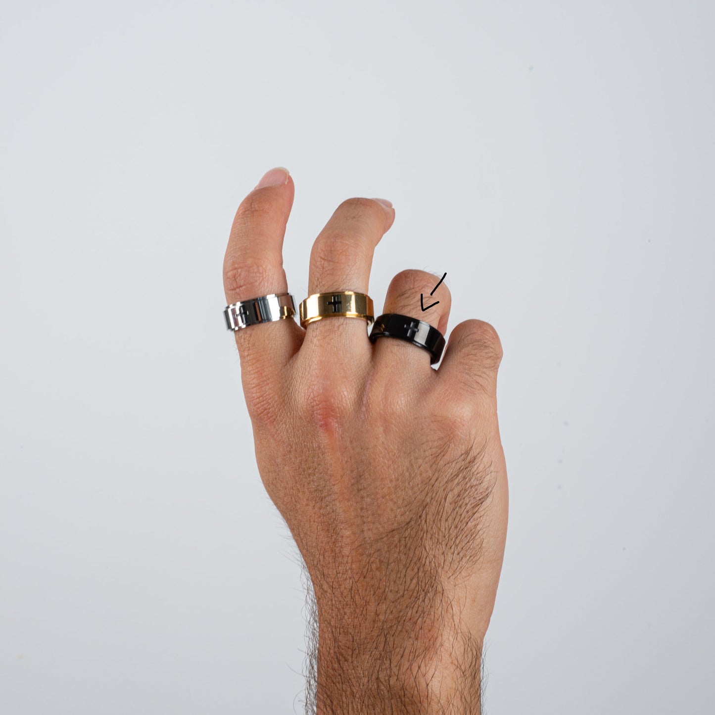 Anillo Deslizante Cruz Negro