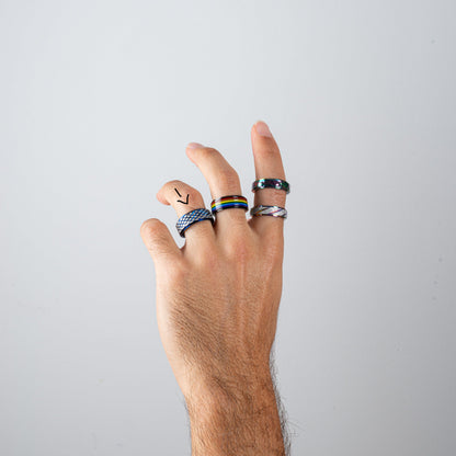Anillo Deslizante Aspero Azul Rayado