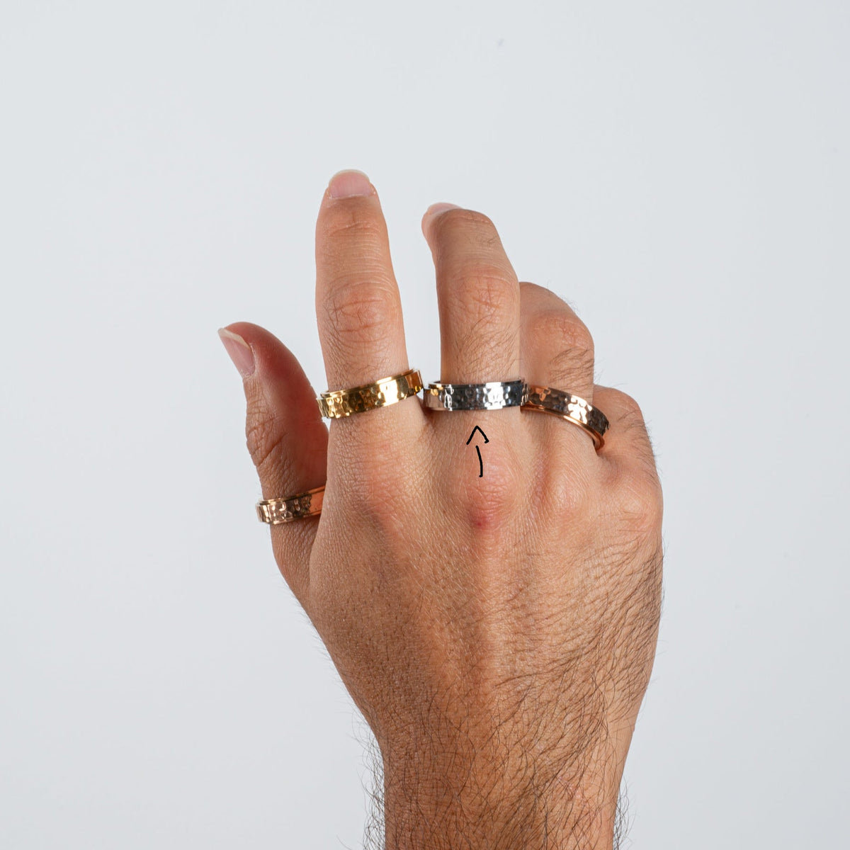 Anillo Deslizante Hammered Plateado