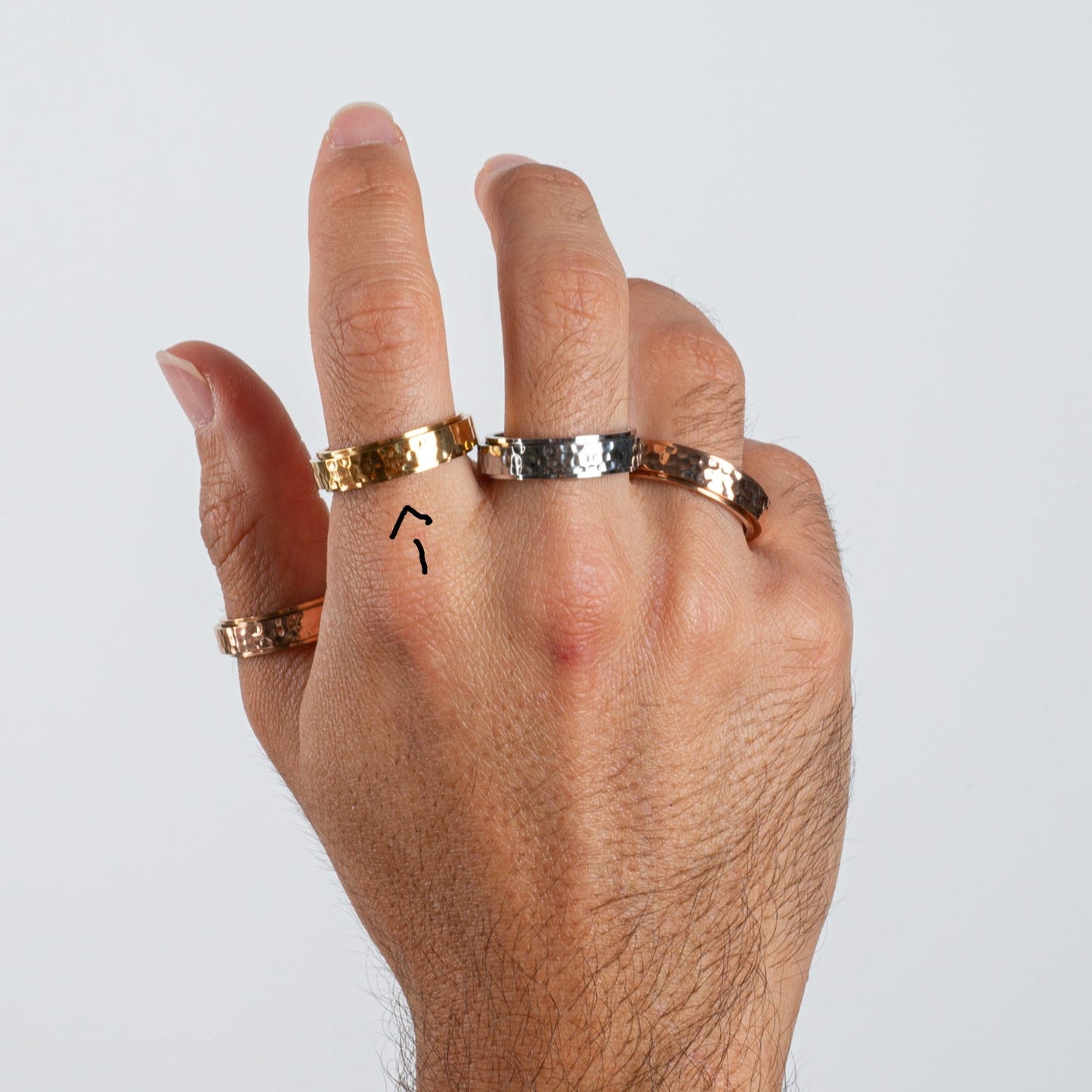 Anillo Deslizante Hammered Dorado