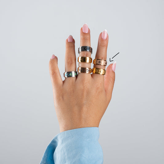 Anillo Anti-Estrés Deslizante Noche Oro Rosa