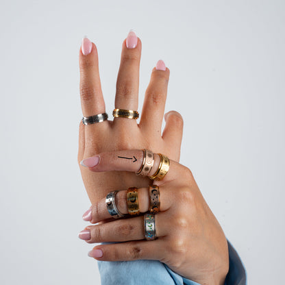 Anillo Anti-Estrés Deslizante Noche Oro Rosa