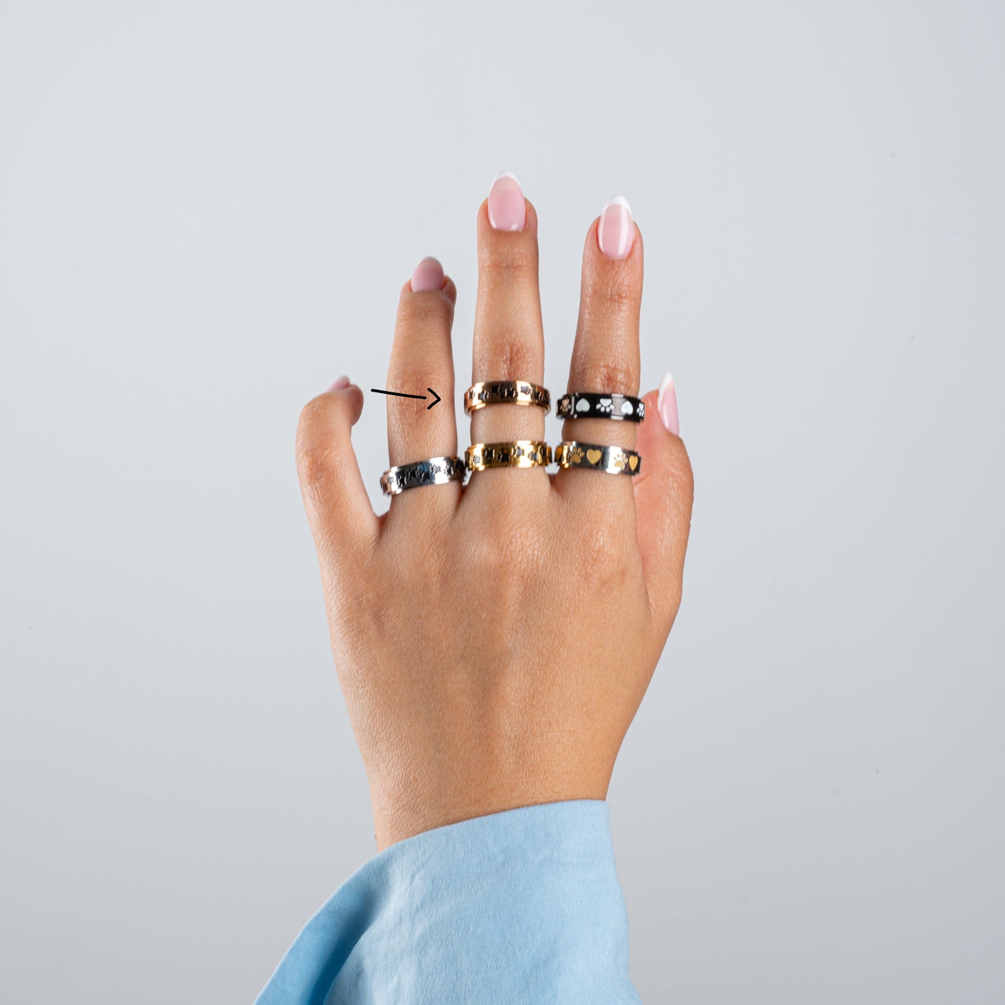 Anillo Deslizante Patitas de Perro 2 Oro Rosa