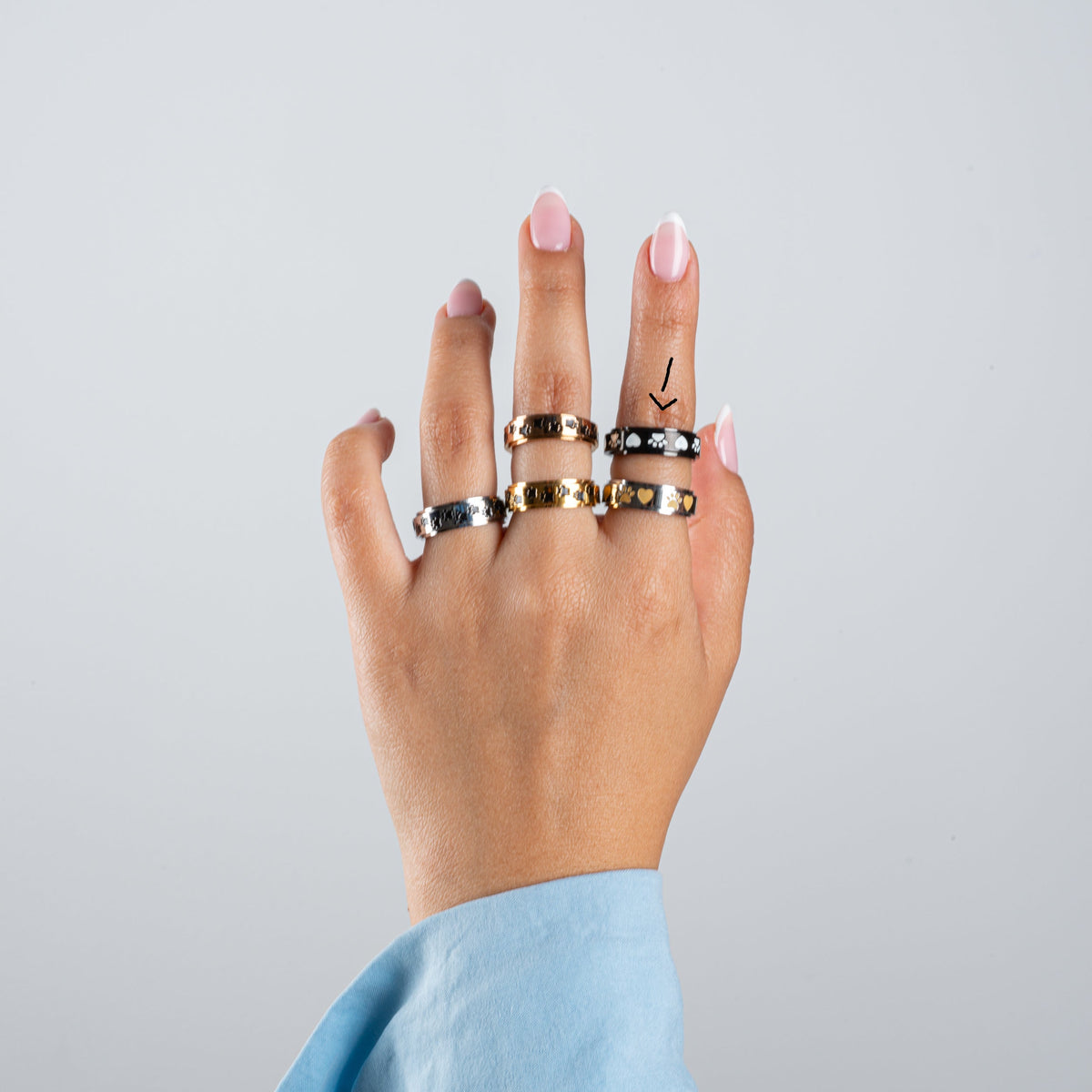 Anillo Deslizante Patitas de Perro Negro