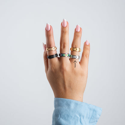 Anillo Deslizante Estrellas Aspero Plateado