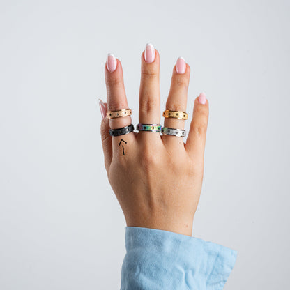 Anillo Deslizante Estrellas Aspero Negro