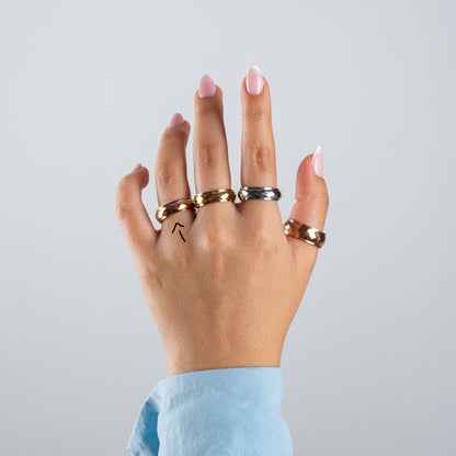 Anillo Deslizante Corte Rombo Oro Rosa