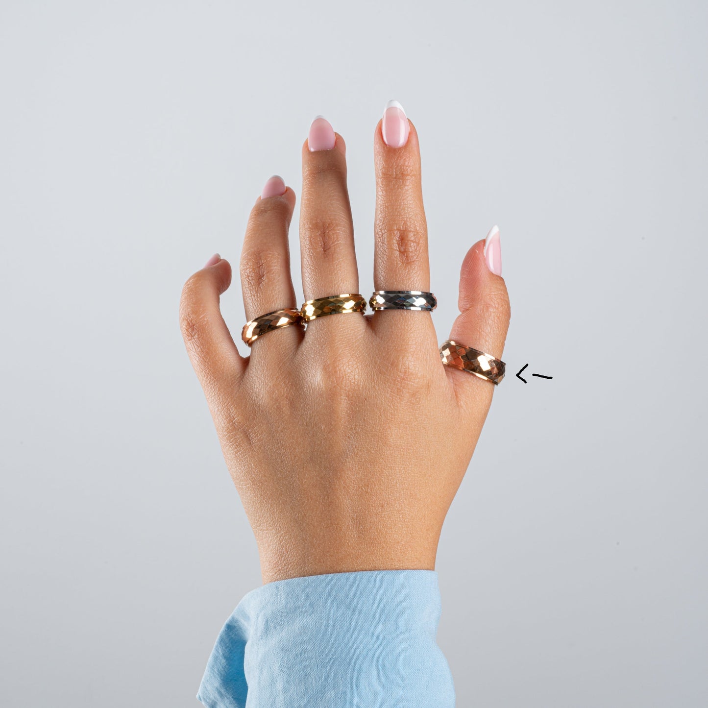 Anillo Deslizante Grueso Corte Rombo Oro Rosa