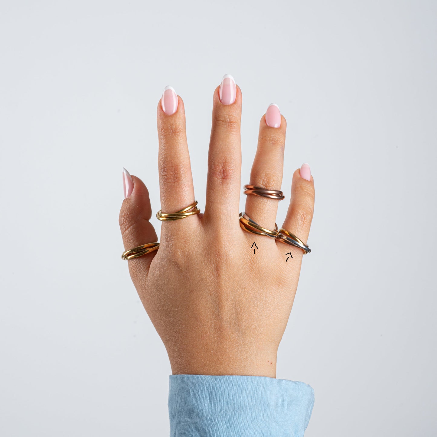 Anillo Deslizante Triple Aro Tri-Color