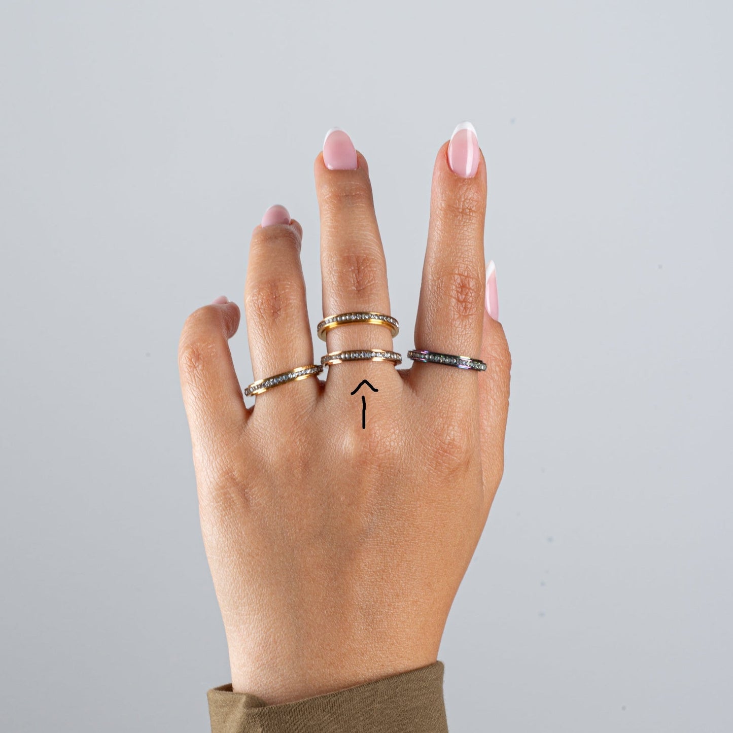 Anillo Deslizante Delgado Zirconias Oro Rosa