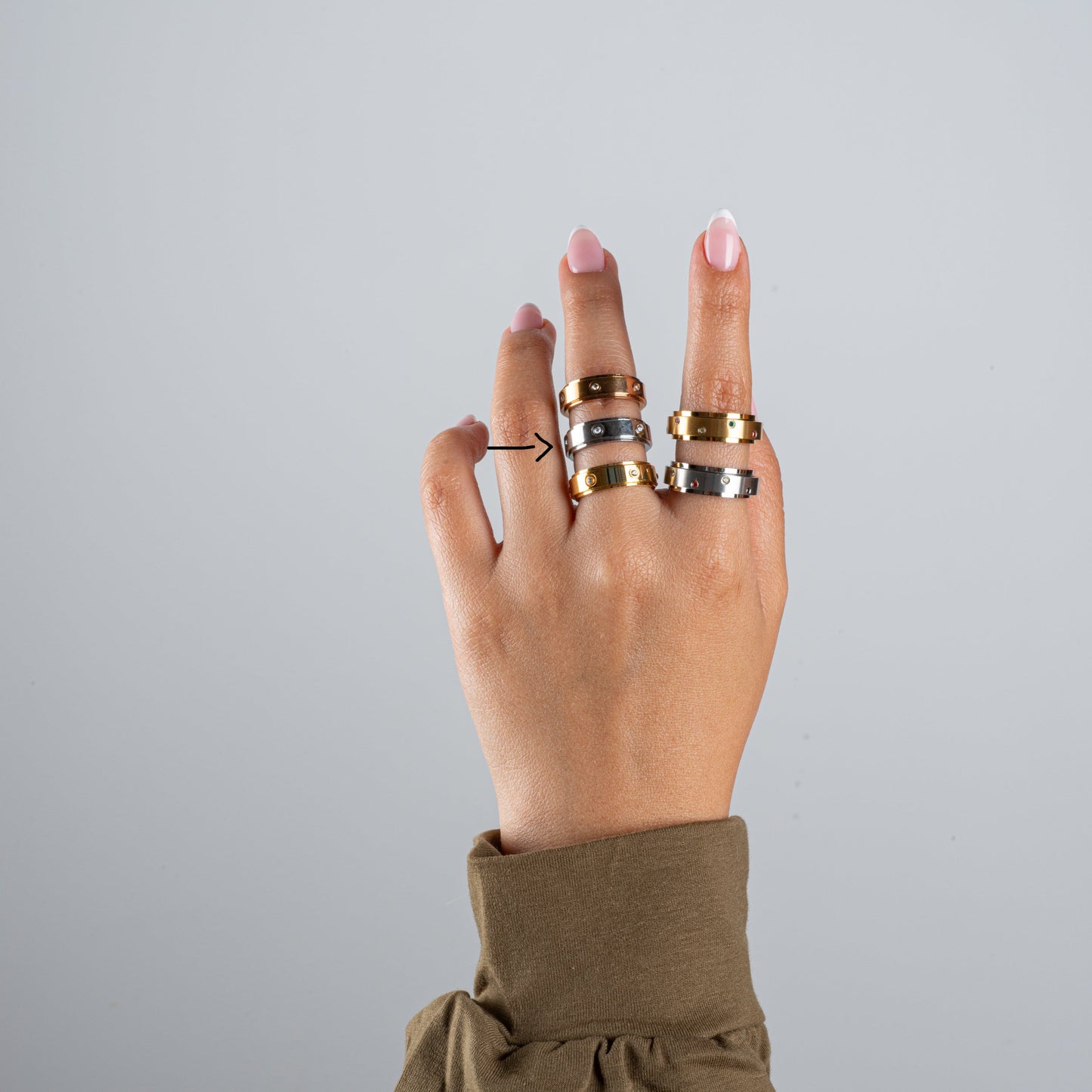 Anillo Deslizante Insertos Zirconias Plateado