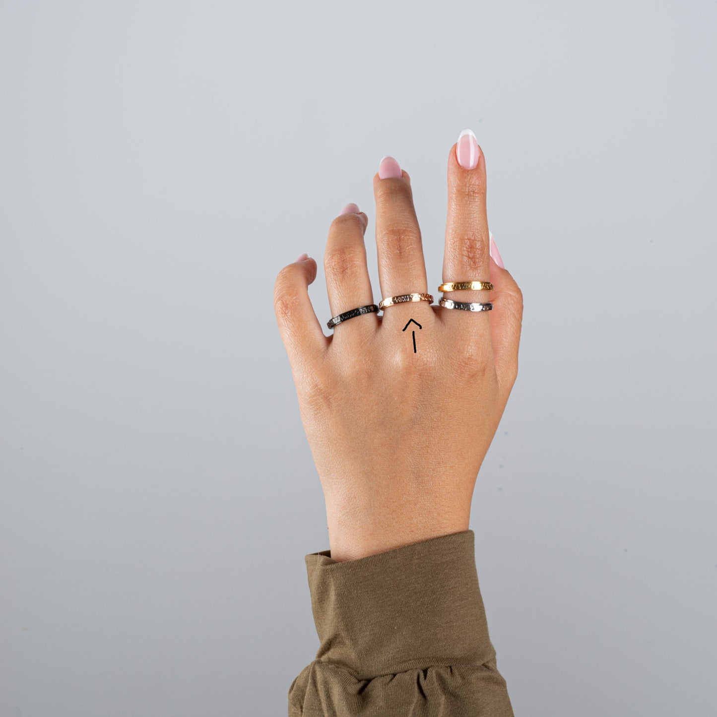 Anillo Deslizante Delgado Hammered Oro Rosa