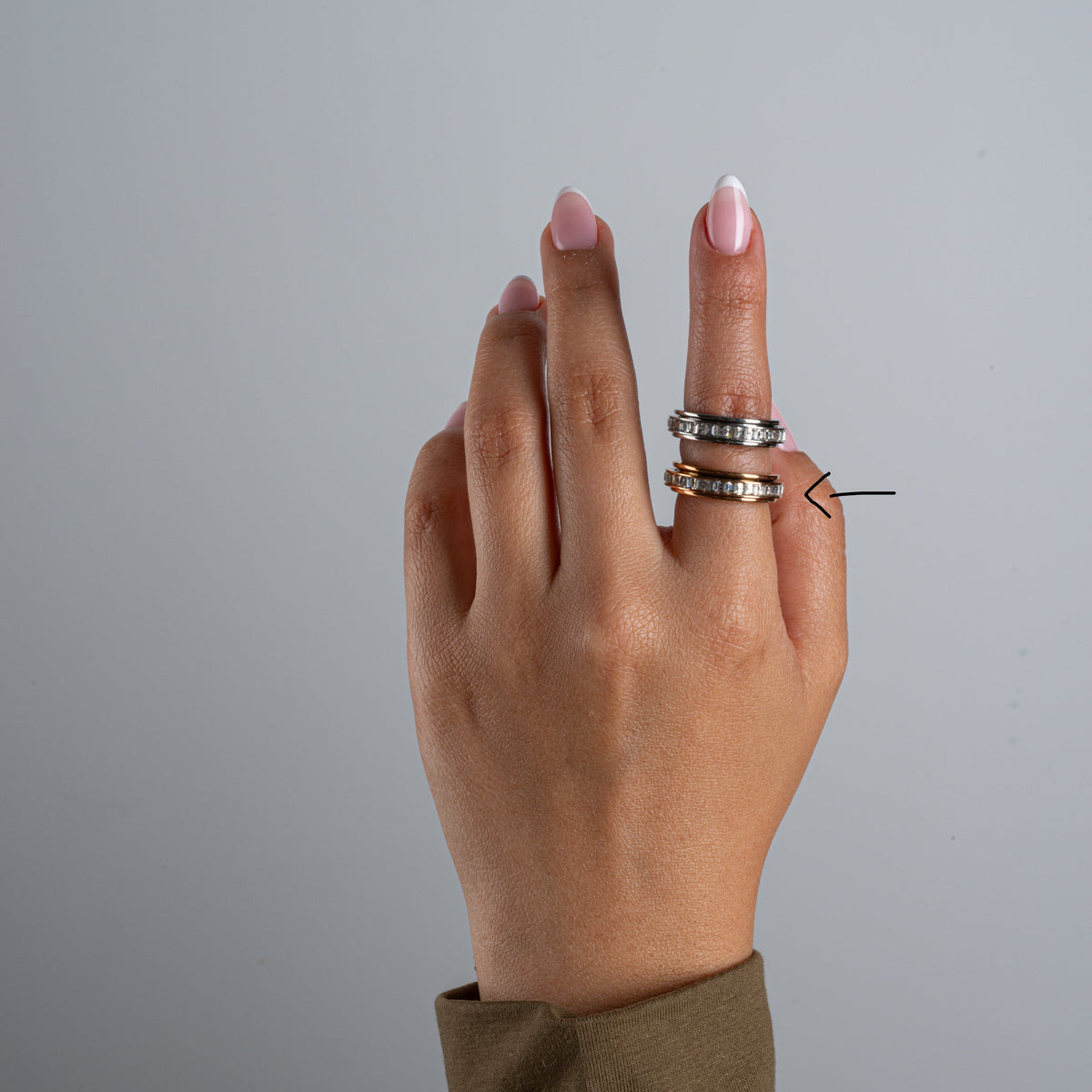 Anillo Deslizante Delgado Zirconias Doble Oro Rosa