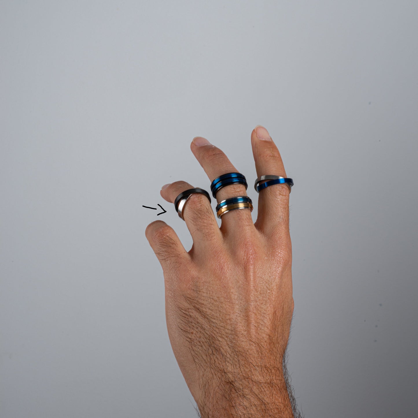 Anillo Anti-Estrés Deslizante Doble Aro Negro y Plata