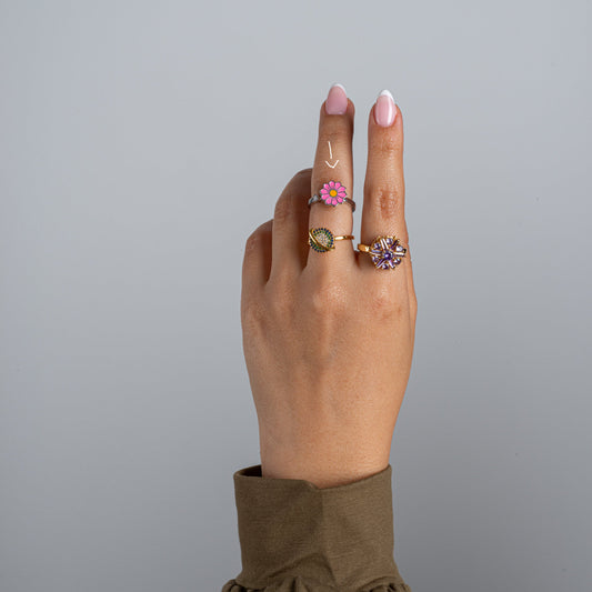 Anillo Anti-Estrés Flor Rosa Sencilla